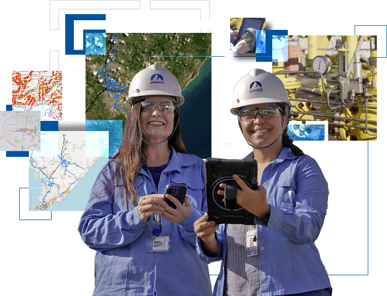 Profissionais da Bahiagás utilizando soluções GIS em campo